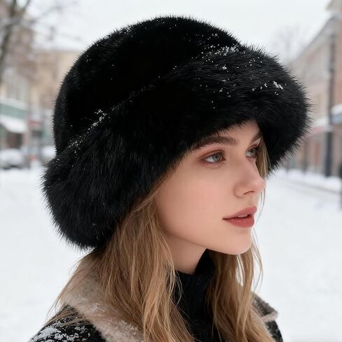 Women's Winter Bucket Plush Warm Hat, Fashionable Hats in Cold Weather Outdoor Activities in Saudi Arabia