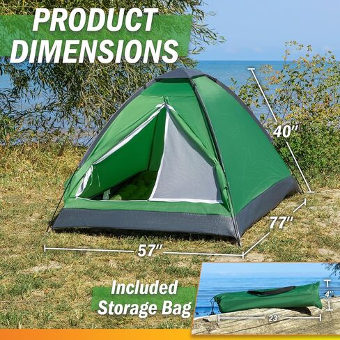 2-Person Tent - Water-Resistant Dome Tent with Removable Rain Fly and Carry Bag for Camping, Backpacking, Hiking, and Festivals by Wakeman (Red) in Saudi Arabia