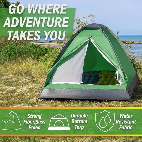2-Person Tent - Water-Resistant Dome Tent with Removable Rain Fly and Carry Bag for Camping, Backpacking, Hiking, and Festivals by Wakeman (Red) in Saudi Arabia