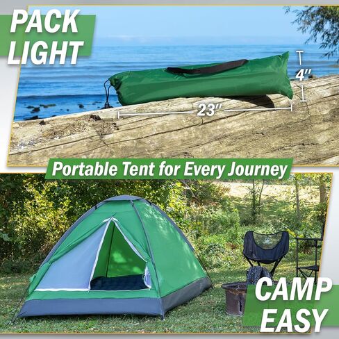 2-Person Tent - Water-Resistant Dome Tent with Removable Rain Fly and Carry Bag for Camping, Backpacking, Hiking, and Festivals by Wakeman (Red) in Saudi Arabia
