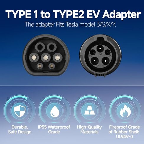 Orceeda J1772 to Tesla Charger Adapter, Max 80A 250V for Tesla Model 3/Y/X/S Charging Adapter, Compatible with SAE J1772 EV Charge to Tesla Adapter in Saudi Arabia