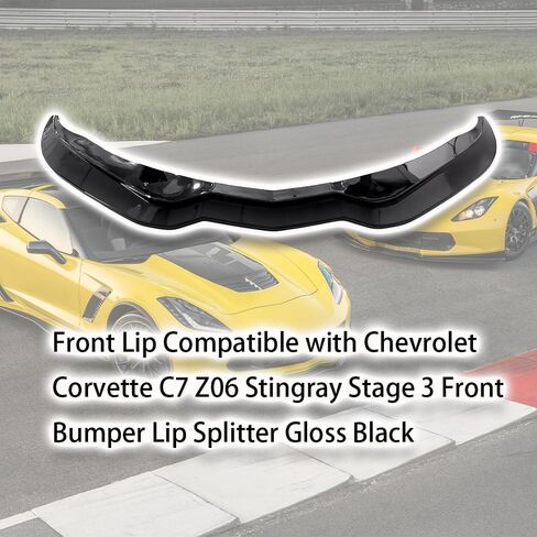 Front Lip Compatible with Chevrolet Corvette C7 Z06 Stingray Stage 3 2014-2019 Front Bumper Lip Splitter with Side Extension Winglets Pair Carbon Fiber Style (Carbon Fiber Style) in Saudi Arabia