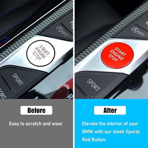 Jaronx متوافق مع BMW Sports Red Start Start Button 2018-2024 ، غطاء زر بدء تشغيل المحرك ل BMW 1 'F40/2' in Kuwait
