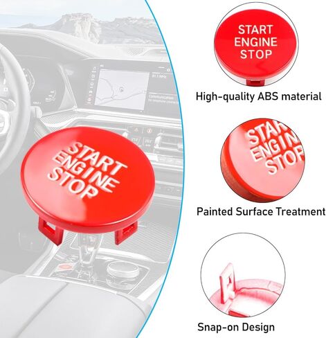 Jaronx متوافق مع BMW Sports Red Start Start Button 2018-2024 ، غطاء زر بدء تشغيل المحرك ل BMW 1 'F40/2' in Kuwait