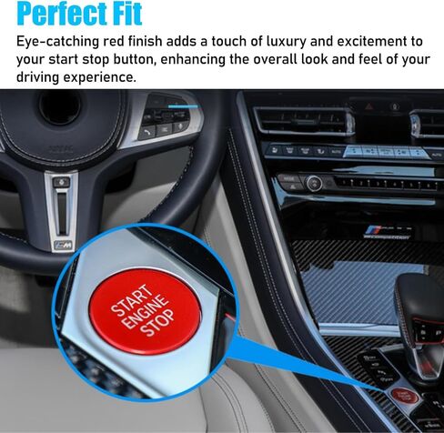 Jaronx متوافق مع BMW Sports Red Start Start Button 2018-2024 ، غطاء زر بدء تشغيل المحرك ل BMW 1 'F40/2' in Kuwait