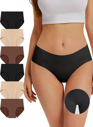 OVRUNS ملابس داخلية مقاومة لأصابع القدم للنساء، 6 قطع من ملابس داخلية خافي العيوب Cameltoe بدون خياطة، سراويل داخلية للتمرين in Saudi Arabia