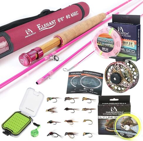 Maxcatch Women's Elegant Pink Fly Fishing Rod: 2/5-weight with Rod Tube in Kuwait