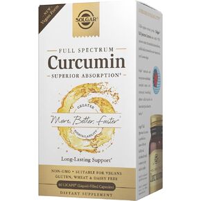 Solgar Full Spectrum Curcumin - 90 LiCaps - Superior Absorption - Brain, Joint & Immune Health - Non-GMO, Vegan, Gluten Free, Dairy Free - 90 Servings