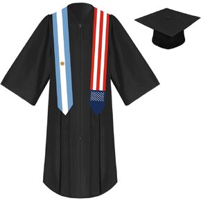 2024 Unisex St 72 Inch Argentina Flag and USA Flag Mixed Graduation Stole Sash Graduation Scarf For Graduation's Day (Baccalaureate Gown and Hat Not Included)