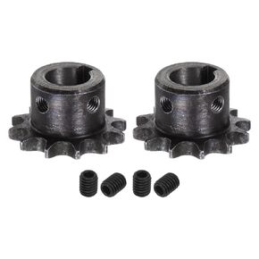 uxcell 2pcs ISO/DIN 06B-1 Roller Chain Sprocket B Type 15mm Bore, 3/8" Pitch, A3-Steel Single Strand Roller Sprocket Hardened 12 Tooth