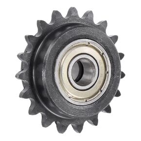uxcell #25 Chain Idler Sprocket, 8mm Bore 1/4" Pitch 19 Tooth Tensioner, Black Oxide Finish C45 Carbon Steel with Insert Double Bearing for ISO 04C Chains