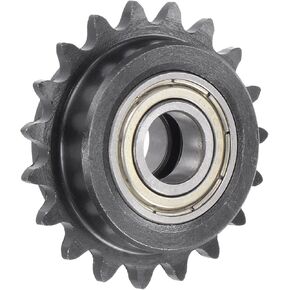 uxcell #25 Chain Idler Sprocket, 8mm Bore 1/4" Pitch 19 Tooth Tensioner, Black Oxide Finish C45 Carbon Steel with Insert Double Bearing for ISO 04C Chains