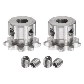 uxcell 2pcs Sprocket Type B Hub 6mm Bore, 1/4-Inch Pitch, 9 Teeth Stainless Steel Single Strand Roller Sprocket for Chain DIN/ISO No. 04C-1 and ANSI No. #25