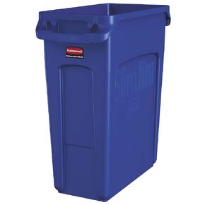 Rubbermaid Commercial Products Slim Jim Plastic Rectangular Trash/Garbage Can with Venting Channels, 16 Gallon, Black (1955959)