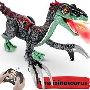 Remote Control Dinosaur Toys for Kids 3-12, 18.2" Jurassic Therizinosaurus Toys Imitates Walking, Roars - 2.4 GHz RC Robot Dino Toys w/Light & Spray, Christmas Birthday Gift for Kids