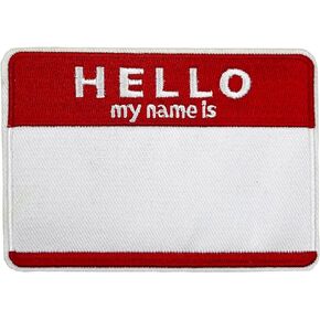 4‘’ Hello My Name is Blank Name Tag Embroidered Iron on Patch