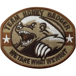 Patches Three-Dimensional Embroidery Embroidery Badge Team Morale Honey Badger Soldiers Armbands Patch Military Tactics (Brown)
