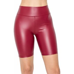 ALWAYS Women's Faux Leather Shorts - High Waist Bike Pants for Women