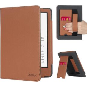 CoBak Kindle Paperwhite Case with Stand - Durable PU Leather Cover with Auto Sleep Wake, Card Slot, Hand Strap Feature - Fits Kindle Paperwhite 11th Generation 6.8" and Signature Edition 2021 Released in Saudi Arabia