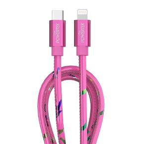 LIQUIPEL Powertek USB C to Lightning iPhone Charger Cable [MFI Certified], Fast Charging 6ft Cord, Neon Party (Yellow)