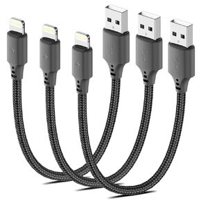 1.5 Foot Lightning Cable, [MFi Certified] 3Pack 1.5ft iPhone Charging Cable for Car Braided Fast Charging Short USB to Lightning Cable for iPhone 14 13 12 11 Pro/Max/Mini Xs SE2/iPad