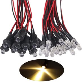 40pcs/Set DC 12V 5mm LED Diodes Kit Diode Lamp Prewired Emitting Diodes with Holder for DIY Home Decoration (Red)