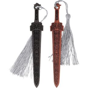 2PCS Sword Shaped Wooden Bookmarks, Creative Vintage Style Woode Bookmark Handmade Wood Book Mark Reading Page Markers Woods Book Marks for Men Crafting Book Lovers