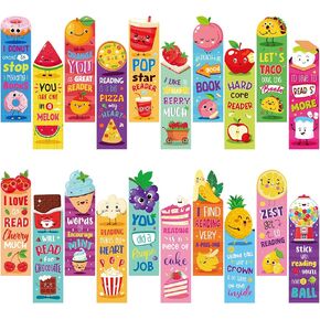 60 Pcs Scented Bookmarks Scratch and Sniff Bookmarks Fruit Food Theme Bookmarks for Kids Assorted Scented Bookmarks Cute Bookmarks for Students, Teens, Food Lovers, 20 Styles