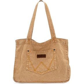 Montana West Wrangler Denim Tote Bag for Women Large Tote Purse Shoulder Bag for Work Travel