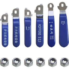 6 Pieces Different Lever Handle for Ball Valve Stainless Steel Valve Handle Quarter Turn Spigot Handle with Hole for Outdoor Faucet Replacement Repair Hose Bib, Blue