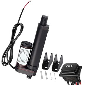 URANT 4 Inch Linear Actuator, 1000N High Speed 10mm/s Heavy Duty 12V Linear Actuator, Instantaneous Waterproof Switch with Mounting Bracket for Automotive RV Electric Door Opener (100mm)