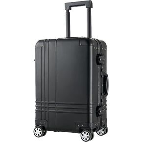 20/24 inch Aluminum Magnesium Alloy Carry-On Luggage Check-In trolley suitcase Hardside Suitcase Hard Shell Luggage, Built In TSA Lock, Zipperless Fashion with Spinner Wheels (B-20inch-Light Gold)