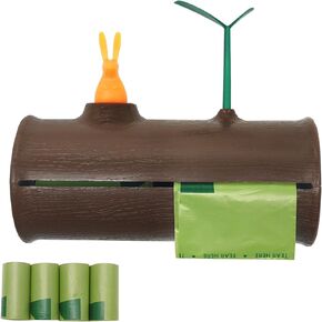 Wall Mounted Dog Poop Bags Dispenser with 4 Rolls Leak-Proof Unscented Pet Poo Waste Bags for Garden Yard Doggie Potty Bags Holder Doggy Trash Bags Storage Box for Kitchen Bathroom(Brown)