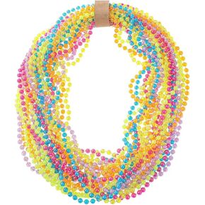 24pcs 33inch Mardi Gras Beads Necklace Multicolor, AB Beads Glitter Plastic Necklace, Mardi Gras Throws, Party Beads Costume Necklaces,Birthday party dress-up