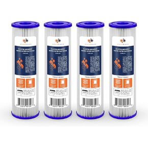 Aquaboon Whole House Water Filter Cartridge Replacement - 5 Micron Water Filter 10 x 2.5 inch - Pleated Sediment Filter for Well Water Compatible with WB-50W, W50PE, WFPFC3002, R50, WHKF-WHPL, 4-Pack