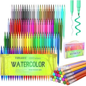 100 Colors Watercolor Paint Pens Set Dual Tip Brush Art Drawing Marker Pen For Adult Coloring Book