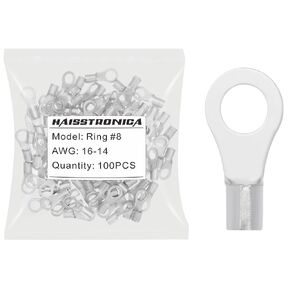 haisstronica 50pcs 5/16" Ring Terminals,AWG 12-10 Brazed Seam Non-Insulated Copper Wire Connectors