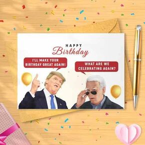 بطاقة عيد ميلاد مضحكة لبايدن وترامب - بطاقة للأب، بطاقة له، بطاقة مضحكة له، للجد، هدية للأب [00023] in Kuwait