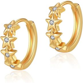 Cubic Zirconia Huggie Earrings 14k Gold Plated Tiny Earrings Small Simple Handmade Hypoallergenic Everyday Jewelry