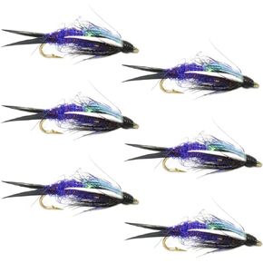 The Fly Fishing Place Double Bead Purple Psycho Prince Nymph Fly Fishing Flies - 6 Flies Hook Size 10