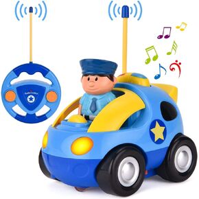 Liberty Imports My First Cartoon RC Remote Control Cars for Toddlers Ages 1-3, Radio Control Toy for Baby, Kids 18 Months+ (Police Car)