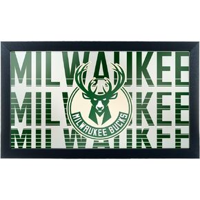 Trademark Gameroom NBA1500-MB3 NBA Framed Logo Mirror - City - Milwaukee Bucks