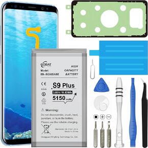 بديل GOBAT لبطارية Samsung Galaxy S9 Plus، سعة عالية 5150 مللي أمبير في الساعة متوافقة مع طراز Samsung Galaxy S9 Plus (SM-G965 G965V G965A G965T G965P G965R4 G960F) مع مجموعات الأدوات، EB-BG965ABE in Kuwait