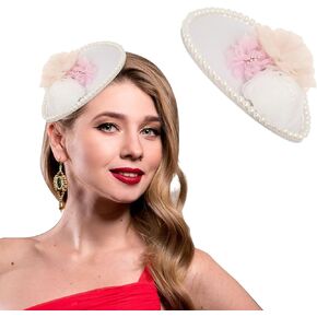 Bohend Fascinator Hat Flower Vintage Derby Hats Tea Party Wedding Hair Accessories with Pearl for Women and Girls