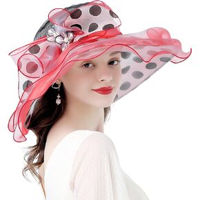 Bellady Organza Church Hats for Women,Big Brim Sun Hats,Fascinator Bridal Tea Party Wedding Hat