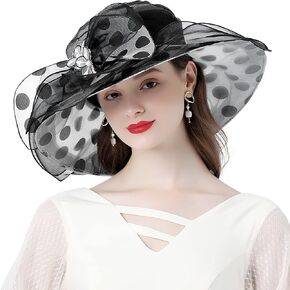 Bellady Organza Church Hats for Women,Big Brim Sun Hats,Fascinator Bridal Tea Party Wedding Hat
