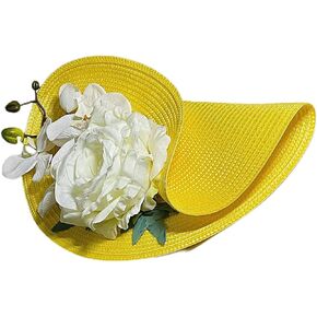 L'ouve Fascinators for Women Tea Party Headband Kentucky Derby Hats Cocktail Flower Mesh Feathers Headwear Yellow