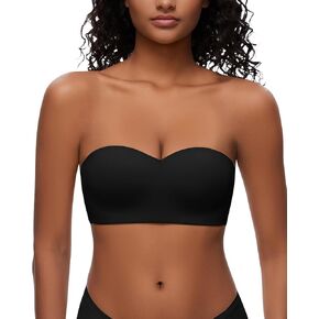 WOWENY Strapless Bras for Women Wireless Bra Non-Slip Silicone Bandeau Bra Seamless Padded Tube Top Bra