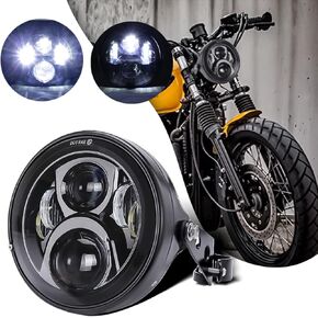 LEDUR 7Inch Round LED Motorcycle Headlights with Housing Bucket DRL Turn Signal Ring Angle Eyes Lights Motorcycle for Motorcycle Har-ley David-son,Round Headlamp
