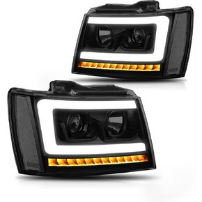 استبدال المصابيح الأمامية لعدسات الدخان PM PERFORMOTOR متوافق مع 07-14 Chevy Tahoe / 07-13 Avalanche / 07-14 Suburban 1500 2500، PMHL-CTAH-0714-LB-L-P-BSC، أسود / شفاف مدخن in Kuwait